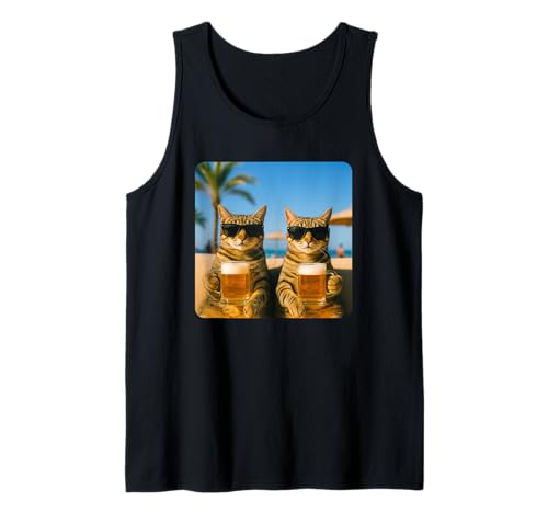 Beach Cats Drinking Beer Meme Funny Summer Waiter Bar Man Tank Top Beach Cats Drinking Beer Meme Funny Summer Waiter Bar Man Tank Top von Funny Cat Drinking Beer Meme Tops ...