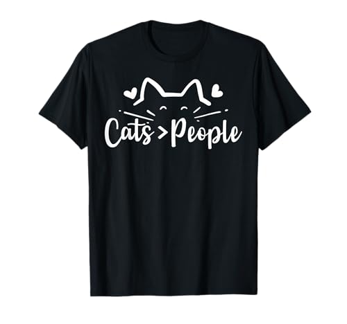 Katzen > Menschen Lustige Katze für Männer Frauen T-Shirt von Funny Cat Feline Lover Products