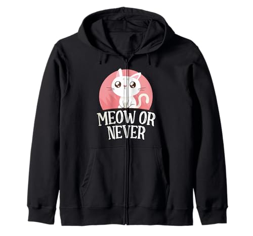 Meow or Never Funny Cat für Herren und Damen Kapuzenjacke von Funny Cat Feline Lover Products