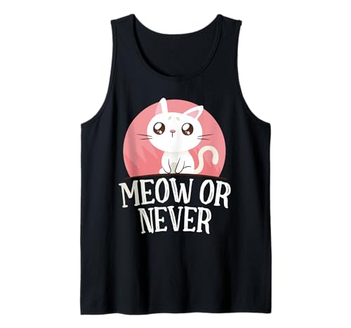 Meow or Never Funny Cat für Herren und Damen Tank Top von Funny Cat Feline Lover Products
