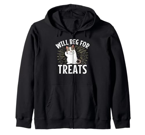 Will Beg for Treats Lustige Katze für Männer und Frauen. Kapuzenjacke von Funny Cat Feline Lover Products