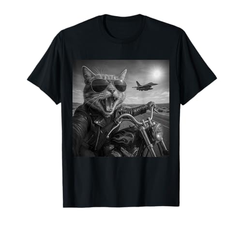 Lustige Katze Biker Motorrad Katze Selfie Jet Flugzeug Männer Frauen T-Shirt Lustige Katze Biker Motorrad Katze Selfie Jet Flugzeug Männer Frauen T-Shirt von Funny Cat Gifts Selfie Cat Graphic Outfits Kids