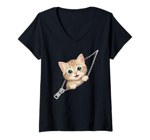 Damen Katzenkostüm, Jungen & Mädchen | Süßes Kätzchen T-Shirt mit V-Ausschnitt Damen Katzenkostüm, Jungen & Mädchen | Süßes Kätzchen T-Shirt mit V-Ausschnitt von Funny Cat Graphics, Designs & Outfits for Kids