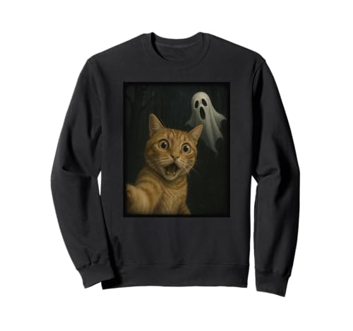 Funny Halloween Cat Selfie with Spooky Ghost for Men Women Sweatshirt Funny Halloween Cat Selfie with Spooky Ghost for Men Women Sweatshirt von Funny Cat Halloween Selfie Graphic Tees