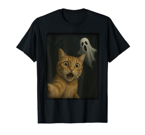 Funny Halloween Cat Selfie with Spooky Ghost for Men Women T-Shirt Funny Halloween Cat Selfie with Spooky Ghost for Men Women T-Shirt von Funny Cat Halloween Selfie Graphic Tees