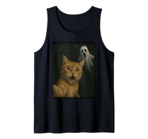 Funny Halloween Cat Selfie with Spooky Ghost for Men Women Tank Top Funny Halloween Cat Selfie with Spooky Ghost for Men Women Tank Top von Funny Cat Halloween Selfie Graphic Tees