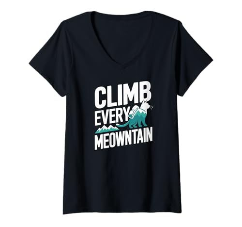 Damen Erklimmen Sie jeden Meontain Lustiger Katzenwanderer T-Shirt mit V-Ausschnitt Damen Erklimmen Sie jeden Meontain Lustiger Katzenwanderer T-Shirt mit V-Ausschnitt von Funny Cat Hiker Outdoor Adventure Humor
