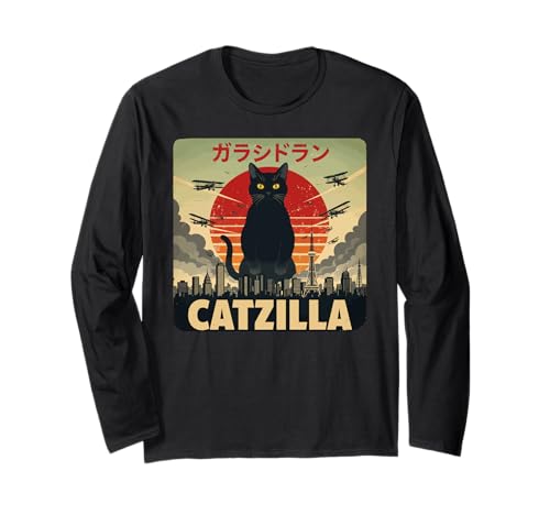 Catzilla Cat Japanese Art Funny Cat Gifts for Men Women Kid Langarmshirt Catzilla Cat Japanese Art Funny Cat Gifts for Men Women Kid Langarmshirt von Funny Cat Lover Catzilla Outfits