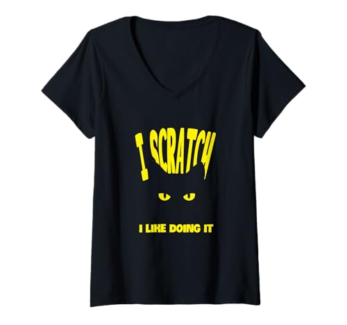 Damen Katze, die ich Kratze... ich Mache es gerne Lustiger Katzenliebhaber T-Shirt mit V-Ausschnitt Damen Katze, die ich Kratze... ich Mache es gerne Lustiger Katzenliebhaber T-Shirt mit V-Ausschnitt von Funny Cat Lover Gear