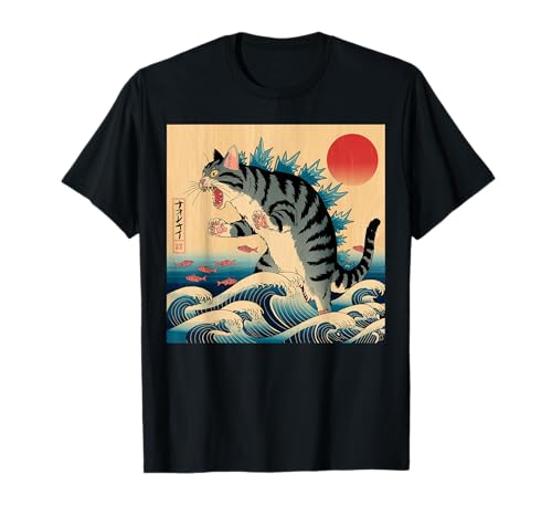 Catzilla Cat, japanische Kunst, lustige Katzengeschenke für Herren, Damen und Kinder T-Shirt Catzilla Cat, japanische Kunst, lustige Katzengeschenke für Herren, Damen und Kinder T-Shirt von Funny Cat Lover Gifts Graphic Tees Art
