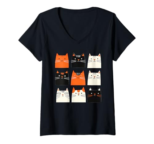 Damen Funny Cute Cats Kittens Cat Lover T-Shirt mit V-Ausschnitt von Funny Cat Lover Graphic Apparel