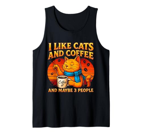 Ich mag Katzen und Kaffee und vielleicht lustige Katzenliebhaberinnen und Mädchen Tank Top Ich mag Katzen und Kaffee und vielleicht lustige Katzenliebhaberinnen und Mädchen Tank Top von Funny Cat Lovers Cat Lady Apparel Co.
