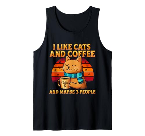 Ich mag Katzen und Kaffee und vielleicht lustige Katzenliebhaberinnen und Mädchen Tank Top Ich mag Katzen und Kaffee und vielleicht lustige Katzenliebhaberinnen und Mädchen Tank Top von Funny Cat Lovers Cat Lady Apparel Co.