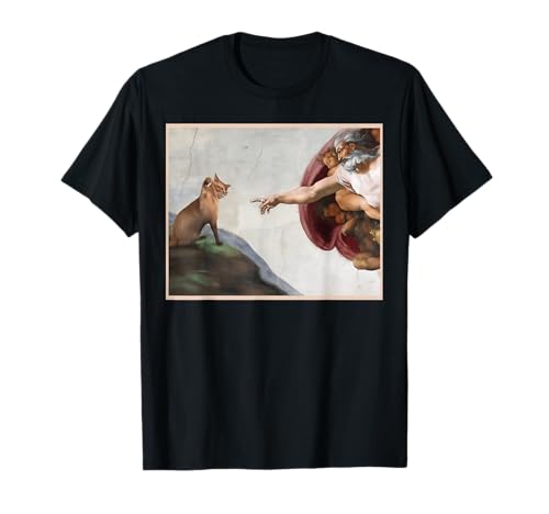 Cat God Creation of Adam Meme Lustige Memes Internet-Meme Männer T-Shirt von Funny Cat Memes Oddly Specific Memes Cat Lover Pun
