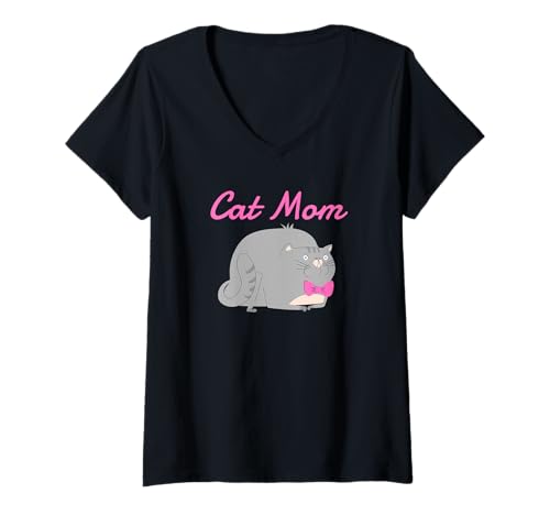 Damen Lustige Katzenliebhaber Muttertag Shirt Katze Mama T-Shirt mit V-Ausschnitt Damen Lustige Katzenliebhaber Muttertag Shirt Katze Mama T-Shirt mit V-Ausschnitt von Funny Cat Mom Cat Lover Tees