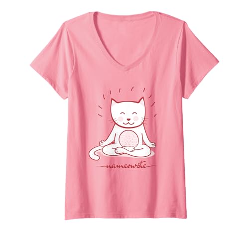 Damen Nameowste Katze Zen Meditation für Katzenliebhaber Niedlich Cool Lustig T-Shirt mit V-Ausschnitt Damen Nameowste Katze Zen Meditation für Katzenliebhaber Niedlich Cool Lustig T-Shirt mit V-Ausschnitt von Funny Cat Moments for Women Men Boys Girls Teens