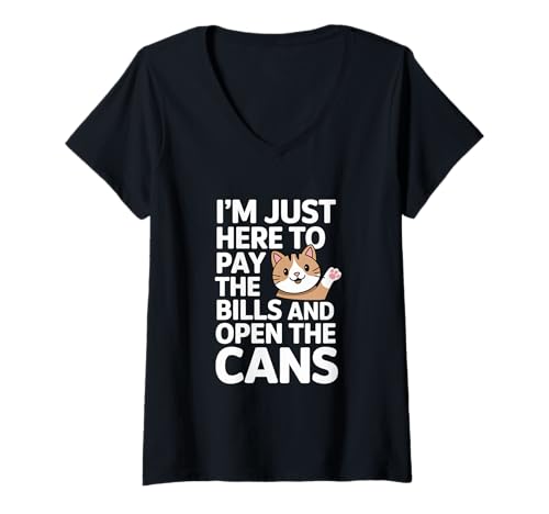 Damen Pay Bills Open Cans Katzenbesitzer Katzenleben T-Shirt mit V-Ausschnitt Damen Pay Bills Open Cans Katzenbesitzer Katzenleben T-Shirt mit V-Ausschnitt von Funny Cat Moms Feline Lovers
