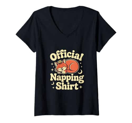 Damen I'd Rather Be Napping Lustiges Nickerchen Memes Katzenschild T-Shirt mit V-Ausschnitt Damen I'd Rather Be Napping Lustiges Nickerchen Memes Katzenschild T-Shirt mit V-Ausschnitt von Funny Cat Napping Shirt To Nap Funny Napping Shirt