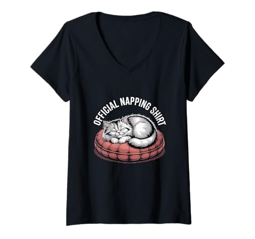 Damen I'd Rather Be Napping Lustiges Nickerchen Memes Katzenschild T-Shirt mit V-Ausschnitt Damen I'd Rather Be Napping Lustiges Nickerchen Memes Katzenschild T-Shirt mit V-Ausschnitt von Funny Cat Napping Shirt To Nap Funny Napping Shirt