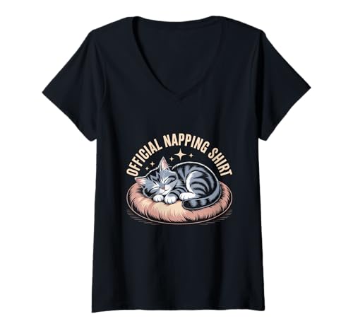 Damen I'd Rather Be Napping Lustiges Nickerchen Memes Katzenschild T-Shirt mit V-Ausschnitt Damen I'd Rather Be Napping Lustiges Nickerchen Memes Katzenschild T-Shirt mit V-Ausschnitt von Funny Cat Napping Shirt To Nap Funny Napping Shirt