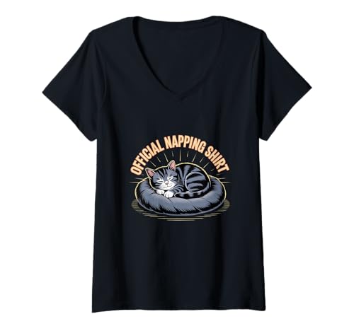 Damen I'd Rather Be Napping Lustiges Nickerchen Memes Katzenschild T-Shirt mit V-Ausschnitt Damen I'd Rather Be Napping Lustiges Nickerchen Memes Katzenschild T-Shirt mit V-Ausschnitt von Funny Cat Napping Shirt To Nap Funny Napping Shirt