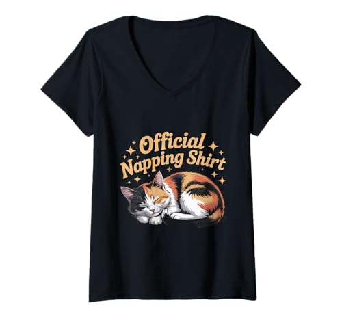 Damen I'd Rather Be Napping Lustiges Nickerchen Memes Katzenschild T-Shirt mit V-Ausschnitt Damen I'd Rather Be Napping Lustiges Nickerchen Memes Katzenschild T-Shirt mit V-Ausschnitt von Funny Cat Napping Shirt To Nap Funny Napping Shirt