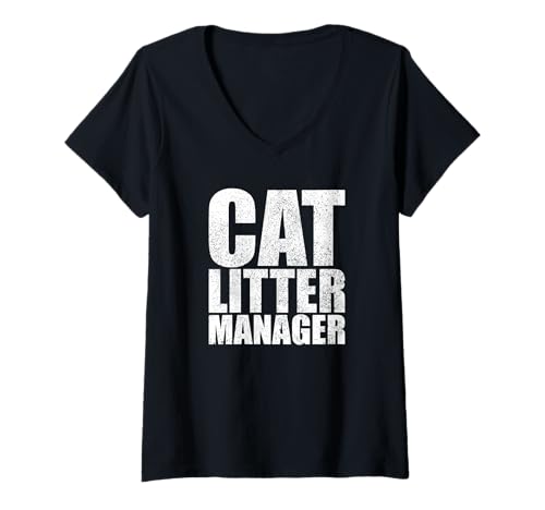 Damen Katzenstreu Manager Lustiger Katzenbesitzer Haustierreinigung T-Shirt mit V-Ausschnitt Damen Katzenstreu Manager Lustiger Katzenbesitzer Haustierreinigung T-Shirt mit V-Ausschnitt von Funny Cat Owner Gift Cat Litter Manager
