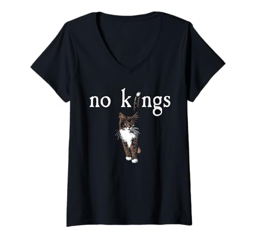 Damen Cat No Kings 18. Oktober Protest T-Shirt mit V-Ausschnitt Damen Cat No Kings 18. Oktober Protest T-Shirt mit V-Ausschnitt von Funny Cat Resist Resistance for Women Cat Ladies
