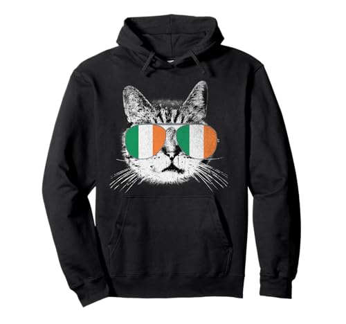 Cat Shirt Ireland Irish Flag Country Retro Men Women Kids Pullover Hoodie Cat Shirt Ireland Irish Flag Country Retro Men Women Kids Pullover Hoodie von Funny Cat Retro National Flag Country Men Women