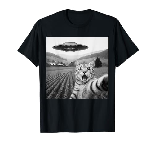 Katzen-Selfie mit Alien, UFO, lustige Katze, Geschenke für Männer, Frauen, Kinder T-Shirt von Funny Cat Selfie Apparel Gifts Graphic Tee