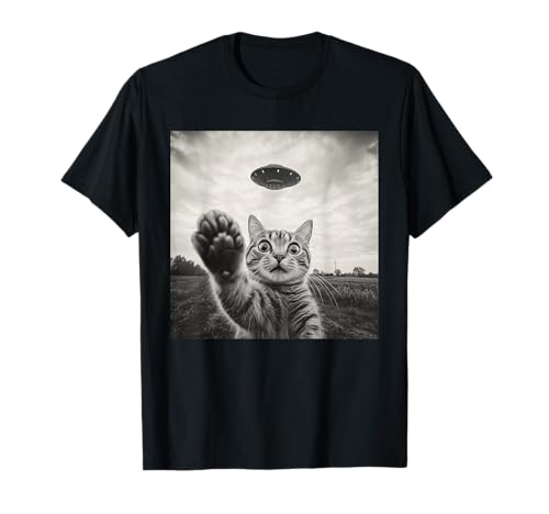 Funny Cat Selfie UFO Graphic Gifts - Unisex T-Shirt für Frauen, Männer, Kinder - Schwarz, S - Cartoon, Crew-Ausschnitt, Kurzärmelig Funny Cat Selfie UFO Graphic Gifts - Unisex T-Shirt für Frauen, Männer, Kinder - Schwarz, S - Cartoon, Crew-Ausschnitt, Kurzärmelig von Funny Cat Selfie UFO Graphic Gifts