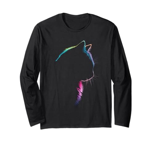 Bunte Katzen-Silhouette, lustiger Katzenliebhaber, Fans, Damen, Herren, Kinder Langarmshirt Bunte Katzen-Silhouette, lustiger Katzenliebhaber, Fans, Damen, Herren, Kinder Langarmshirt von Funny Cat Tees For Men Women