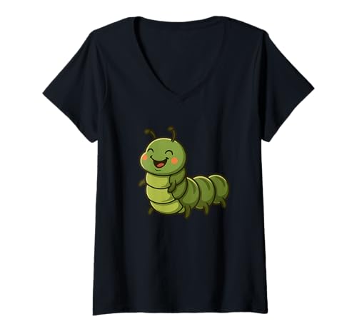 Damen Hübsches Raupen-Kostüm für Jungen und Mädchen T-Shirt mit V-Ausschnitt Damen Hübsches Raupen-Kostüm für Jungen und Mädchen T-Shirt mit V-Ausschnitt von Funny Caterpillar