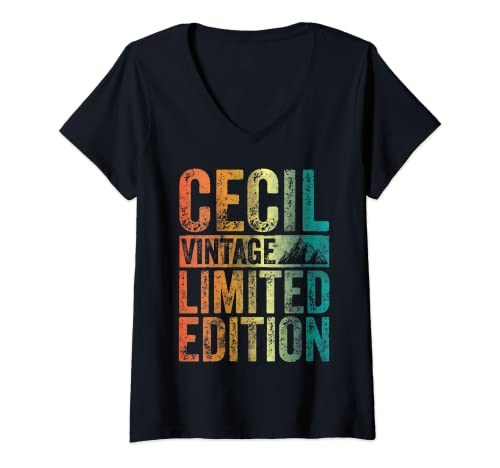 Damen Personalisiertes Name Shirt Cecil Vintage Limited Edition T-Shirt mit V-Ausschnitt Damen Personalisiertes Name Shirt Cecil Vintage Limited Edition T-Shirt mit V-Ausschnitt von Funny Cecil Limited Edition Shirts