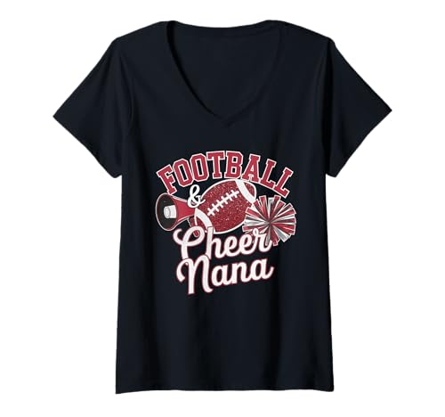 Damen Fußball Cheer Nana für Damen Herren Vintage Cheerleader T-Shirt mit V-Ausschnitt von Funny Cheer Nana Tees Football Lover Women Men