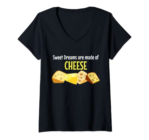 Damen Sweet Dreams Are Made Of Cheese - Lustiges Käsehemd T-Shirt mit V-Ausschnitt von Funny Cheese Puns