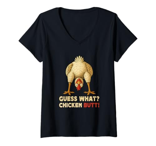Damen Guess What Chicken Butt Meme Funny Chicken Farmer T-Shirt mit V-Ausschnitt Damen Guess What Chicken Butt Meme Funny Chicken Farmer T-Shirt mit V-Ausschnitt von Funny Chicken Butt Meme Tops ...