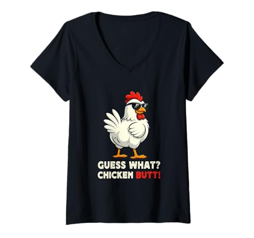 Damen Guess What Chicken Butt Meme Funny Chicken Farmer T-Shirt mit V-Ausschnitt Damen Guess What Chicken Butt Meme Funny Chicken Farmer T-Shirt mit V-Ausschnitt von Funny Chicken Butt Meme Tops ...