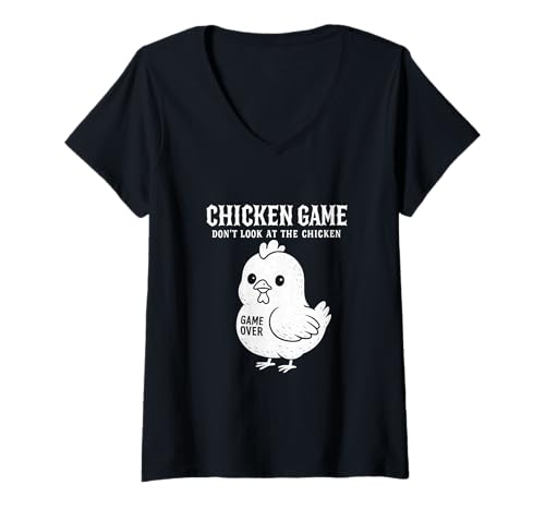 Damen Lustiges Hühner-Spiel "Don't Look" T-Shirt mit V-Ausschnitt Damen Lustiges Hühner-Spiel "Don't Look" T-Shirt mit V-Ausschnitt von Funny Chicken Game Over Tees
