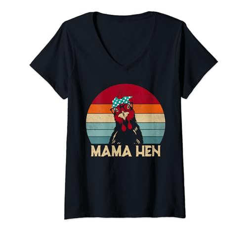 Damen Lustiger Schlafanzug mit Huhn-Motiv, Retro-Stil T-Shirt mit V-Ausschnitt Damen Lustiger Schlafanzug mit Huhn-Motiv, Retro-Stil T-Shirt mit V-Ausschnitt von Funny Chicken Mama Mom Women Clothes Graphic Tees