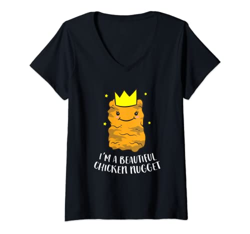 Damen I'm A Beautiful Chicken Nugget Lustige Hühnernuggets T-Shirt mit V-Ausschnitt Damen I'm A Beautiful Chicken Nugget Lustige Hühnernuggets T-Shirt mit V-Ausschnitt von Funny Chicken Nugget Gifts