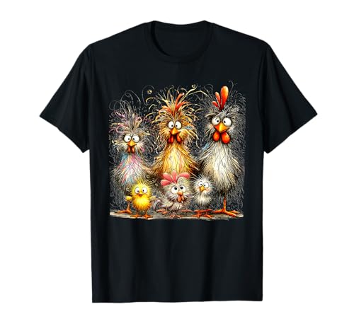 Lustiges Huhn Eagerlys bunte gerüschte Haarmalerei Frauen T-Shirt von Funny Chicken Rufled Hair Women Men