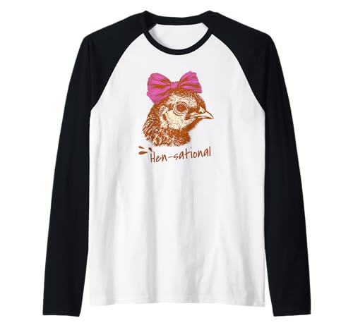 Herren Lustiges Huhn Humor Shirts Hen-Sational Henne mit rosa Schleife Raglan Herren Lustiges Huhn Humor Shirts Hen-Sational Henne mit rosa Schleife Raglan von Funny Chicken Shirts by Southerngal