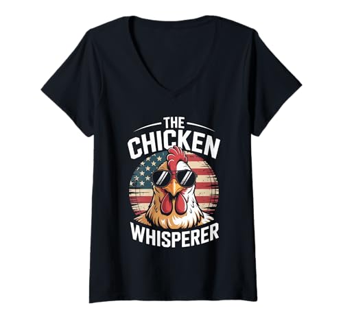 Damen The Chicken Whisperer Retro | Funny Vintage Chicken Farmer T-Shirt mit V-Ausschnitt Damen The Chicken Whisperer Retro | Funny Vintage Chicken Farmer T-Shirt mit V-Ausschnitt von Funny Chicken Tee Design .co