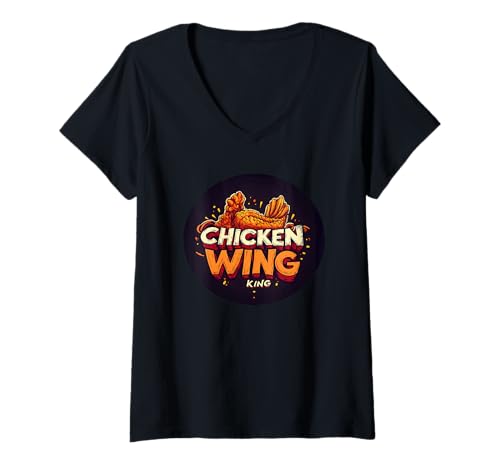 Damen Schönes Hühnerkönig-Kostüm für Mann und Frau T-Shirt mit V-Ausschnitt Damen Schönes Hühnerkönig-Kostüm für Mann und Frau T-Shirt mit V-Ausschnitt von Funny Chicken Wing