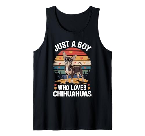 Herren Nur EIN Junge, der Chihuahuas liebt Vintage Sunset Chihuahua Tank Top von Funny Chihuahua Lover Apparel for Men Women
