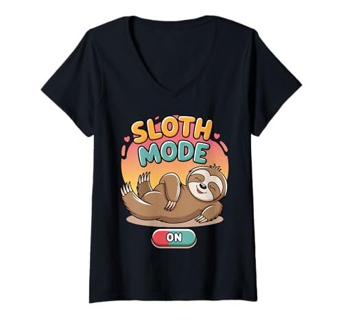 Damen Faultier-Modus auf faulen Tierliebhaber, lustiges Geschenk für Männer, Frauen, Kinder T-Shirt mit V-Ausschnitt Damen Faultier-Modus auf faulen Tierliebhaber, lustiges Geschenk für Männer, Frauen, Kinder T-Shirt mit V-Ausschnitt von Funny Chill Gifts for Sloth Lovers and Lazy Days