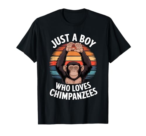 Just a Boy Who Loves Chimpansees Retro Vintage Sunset T-Shirt Just a Boy Who Loves Chimpansees Retro Vintage Sunset T-Shirt von Funny Chimpanzee Lover Apparel for Men Women