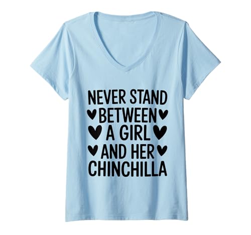 Damen EIN Mädchen und ihre Chinchilla T-Shirt mit V-Ausschnitt von Funny Chinchilla Cute Chinchilla Design