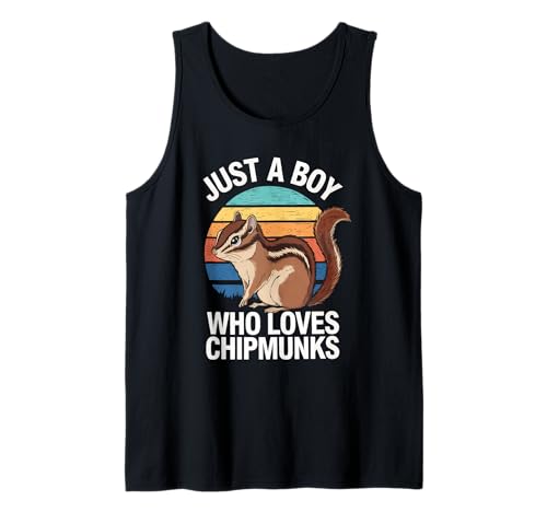 Herren Just A Boy Who Loves Chipmunks Kleintier Vintage Streifenhörnchen Tank Top von Funny Chipmunk Apparel for Men Women
